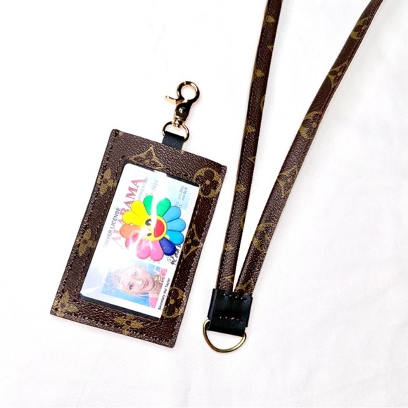 🤎🩷 LV Monogram Custom Lanyard ID Holder handmade - Picture 2 of 13